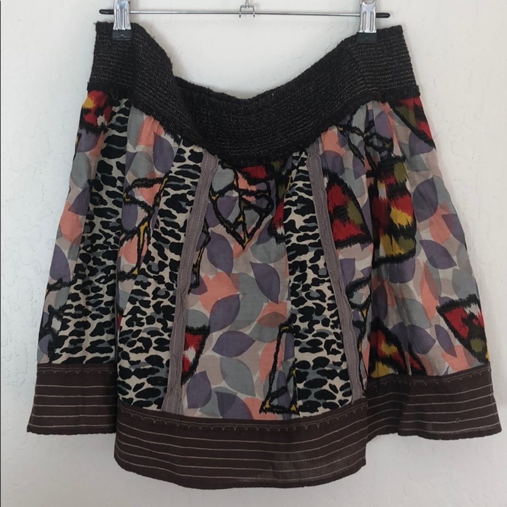 Free people mixed media sparkly leopard skirt